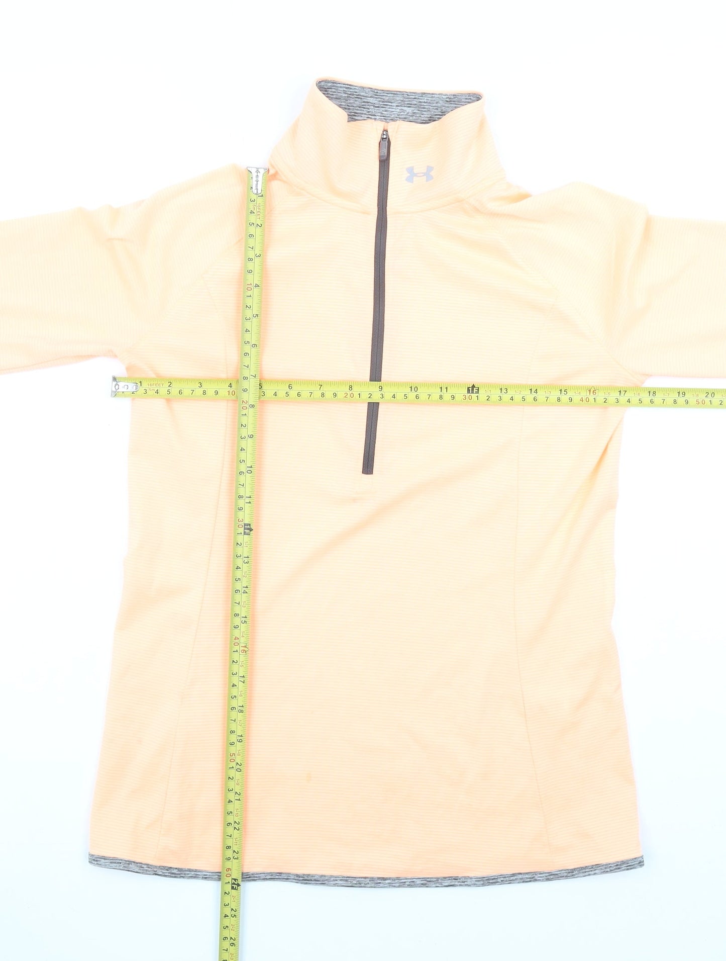 Under Armour Womens Beige Long Sleeve 1/4 Zip HeatGear Top Size S