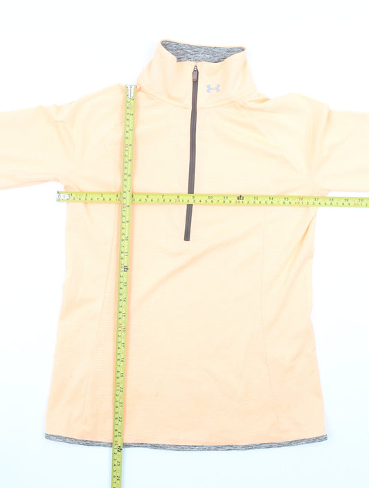 Under Armour Womens Beige Long Sleeve 1/4 Zip HeatGear Top Size S