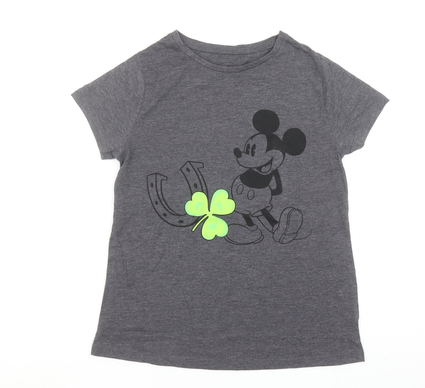 Disney Womens Grey Mickey Mouse Graphic T-Shirt Size 10