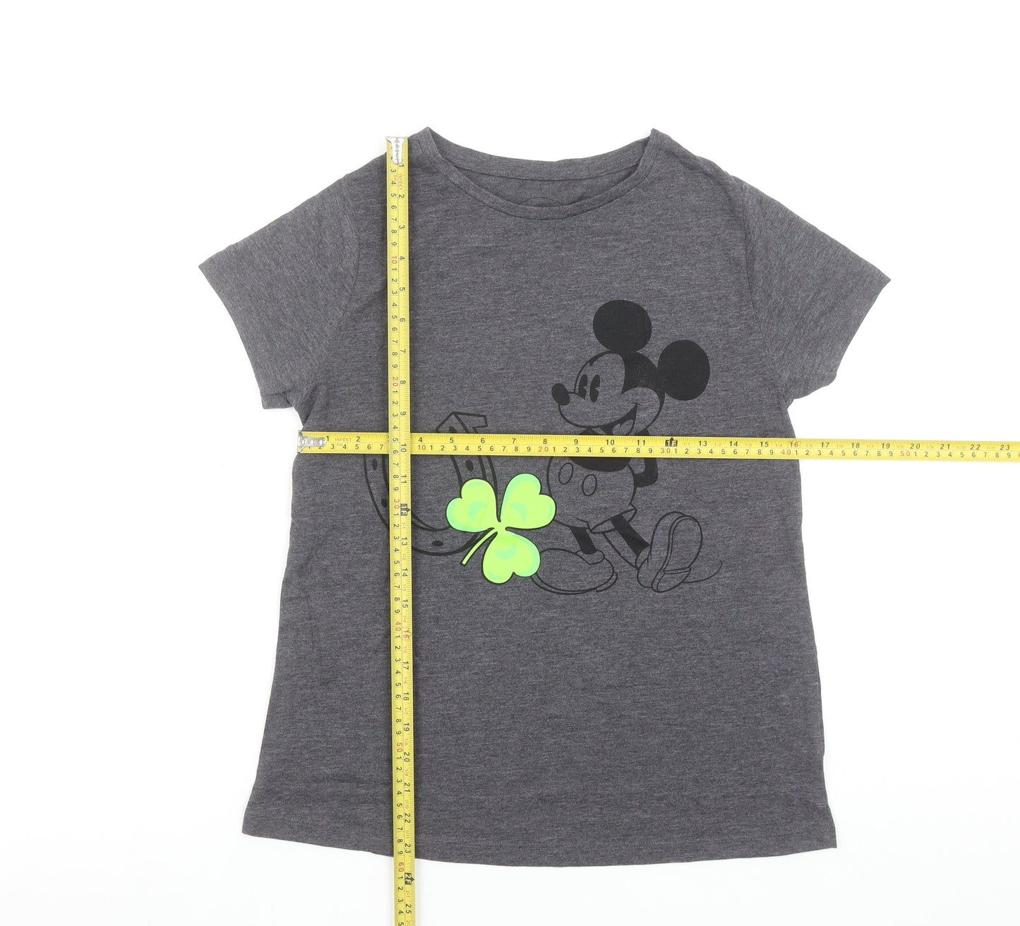 Disney Womens Grey Mickey Mouse Graphic T-Shirt Size 10
