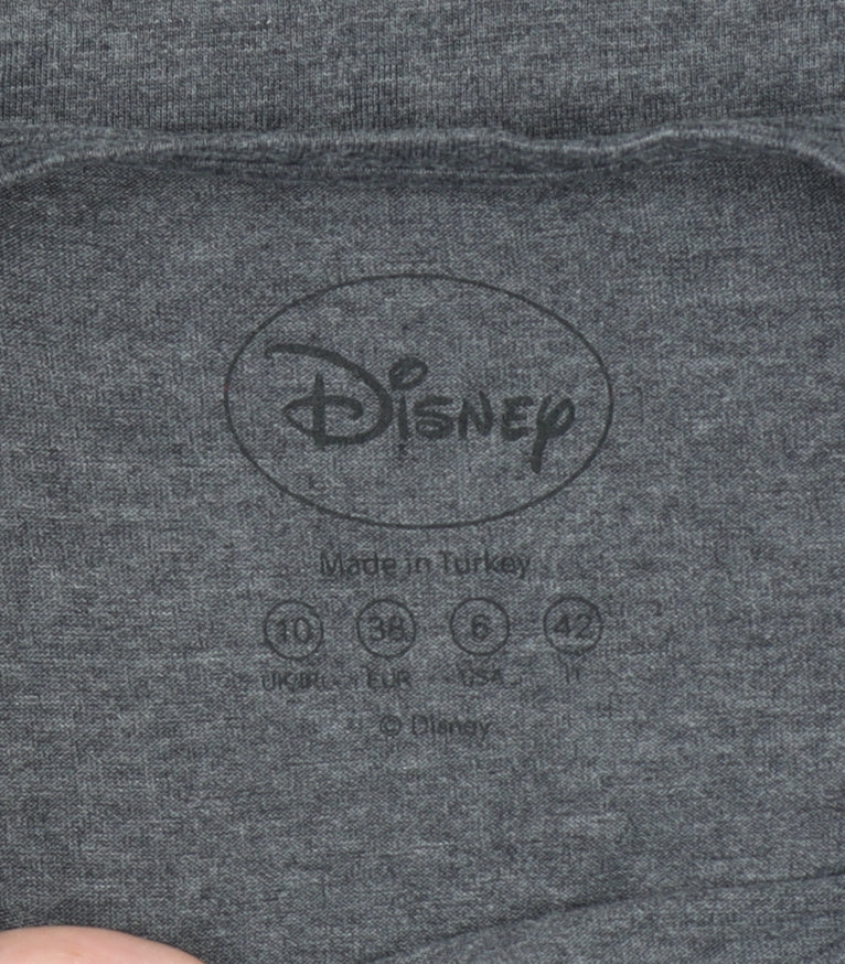 Disney Womens Grey Mickey Mouse Graphic T-Shirt Size 10
