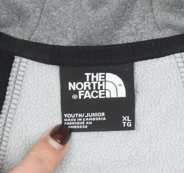 The North Face Boys Grey XL Full Zip Hoodie Outdoor Fleece Jacket