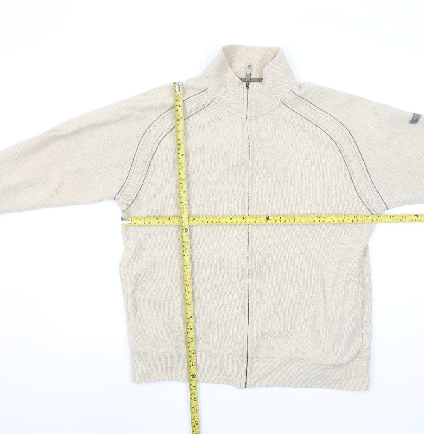 Kickers Men’s Beige Full Zip Sweatshirt Size L Knit Cotton Blend