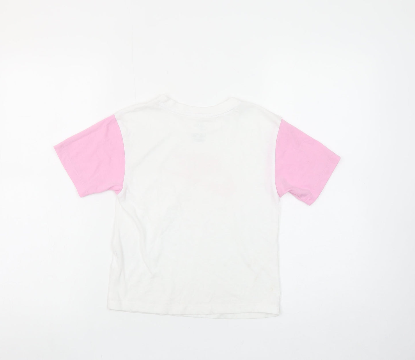 Nike Girls White and Pink Logo T-Shirt 5-6 Years Cotton Short Sleeve