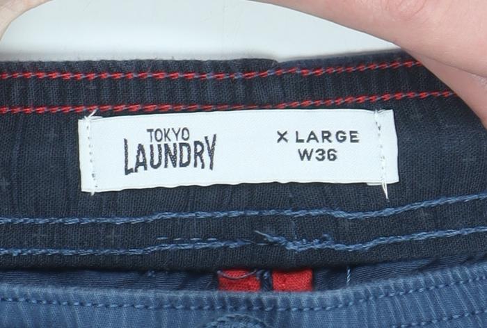 Tokyo Laundry Men's Blue Cargo Trousers XL W36 Regular Fit