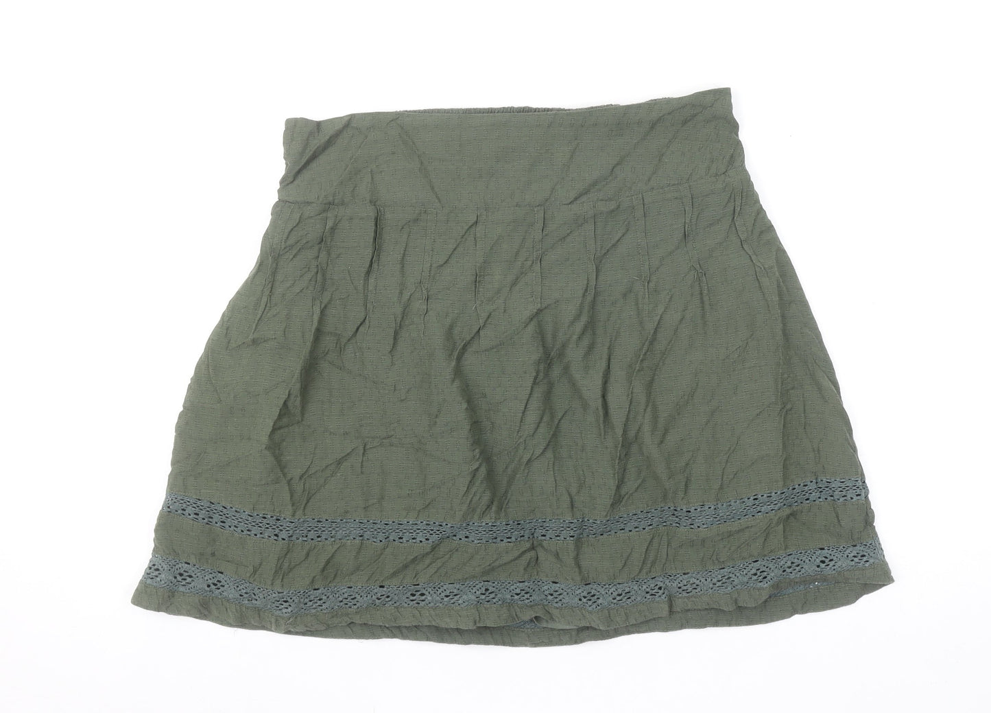 FatFace Women's Green Cotton A-Line Knee Length Skirt Size 12