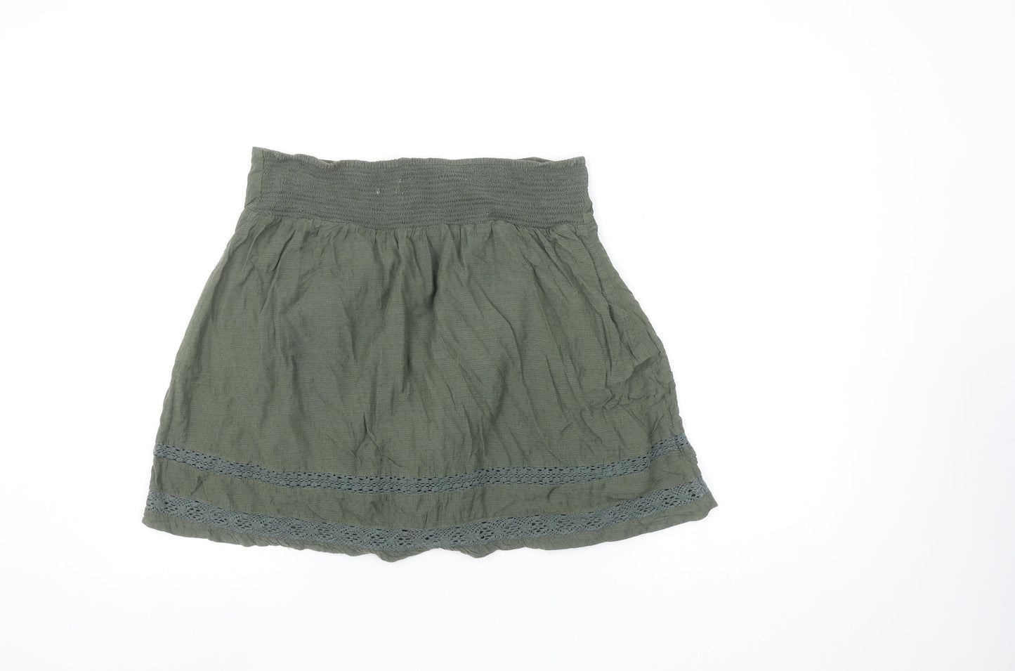 FatFace Women's Green Cotton A-Line Knee Length Skirt Size 12