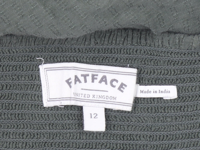 FatFace Women's Green Cotton A-Line Knee Length Skirt Size 12