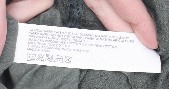 FatFace Women's Green Cotton A-Line Knee Length Skirt Size 12