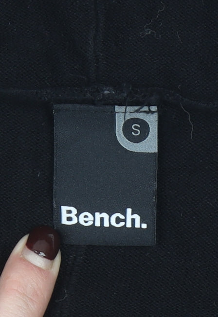 Bench Women's Black Hooded Full Zip Short Sleeve Cotton Jumper Size S