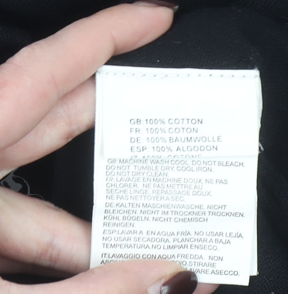 Bench Women's Black Hooded Full Zip Short Sleeve Cotton Jumper Size S