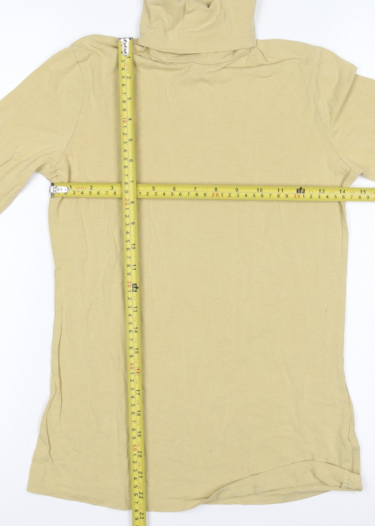 Weekday Women Beige Roll Neck Long Sleeve Slim Fit Top Size 12