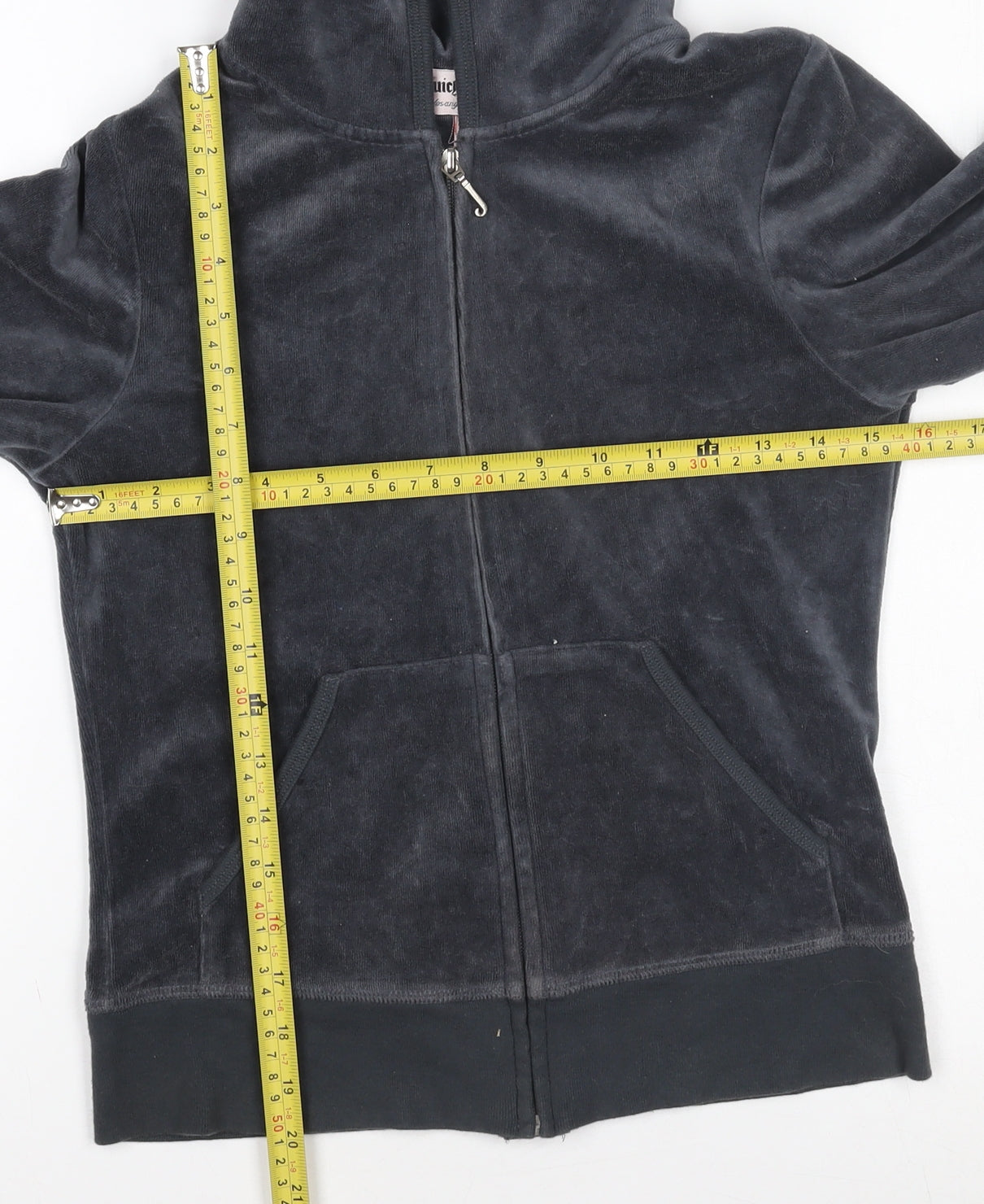 Juicy Couture Women’s Grey Velour Track Jacket S Hoodie Rhinestone Logo