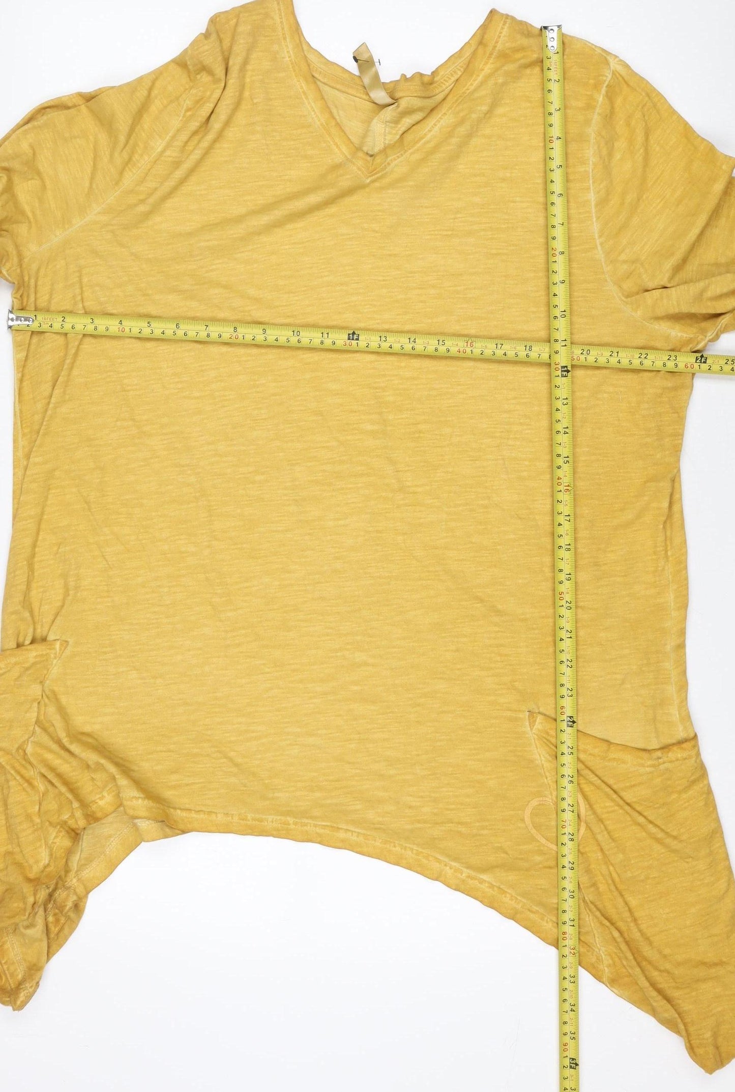 Sheego Women’s Yellow Tunic Top Size 18 Cotton Blend Long Sleeve Casual