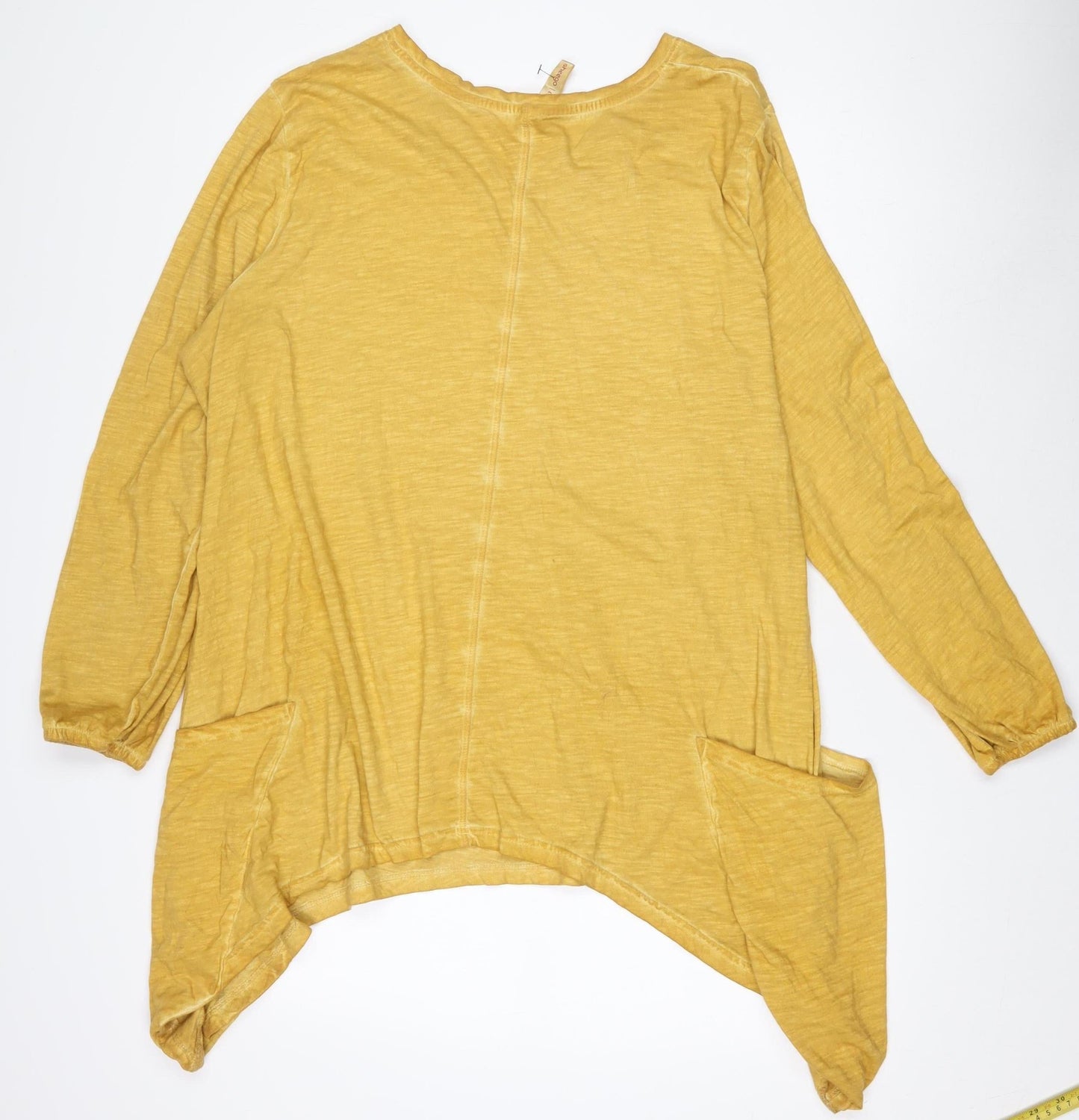 Sheego Women’s Yellow Tunic Top Size 18 Cotton Blend Long Sleeve Casual