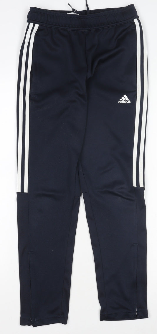 Adidas Boys Navy Blue Track Pants 11-12 Years Tapered Jogger