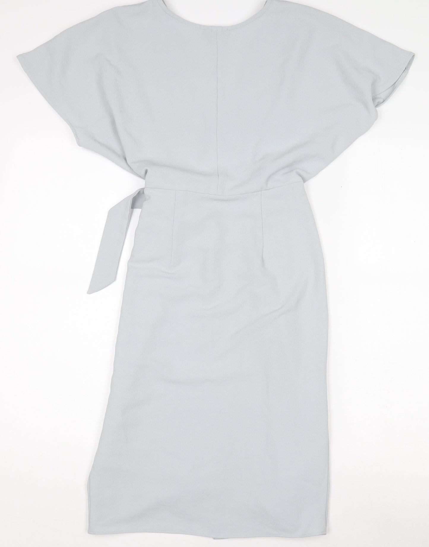 Topshop Petite Grey Wrap Dress Women Size 10 Belted V-Neck
