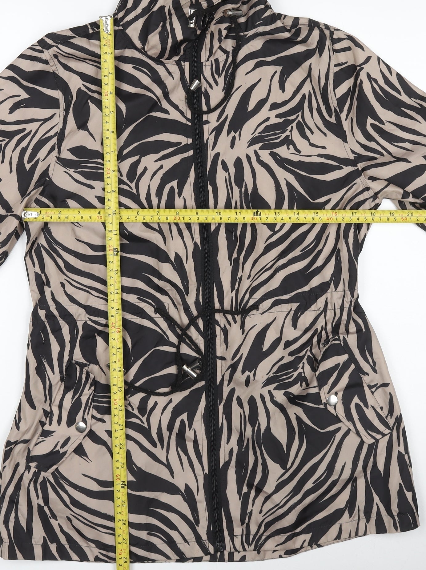 Love Coats Womens Beige Animal Print Hooded Anorak Jacket Size 10