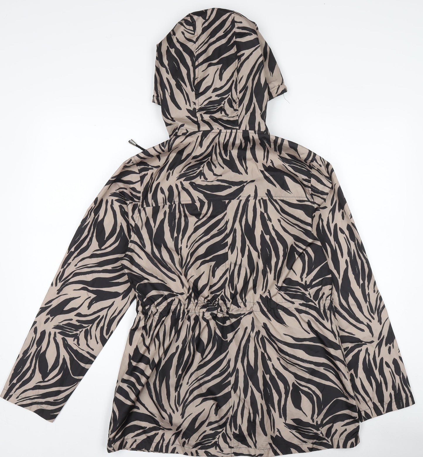 Love Coats Womens Beige Animal Print Hooded Anorak Jacket Size 10