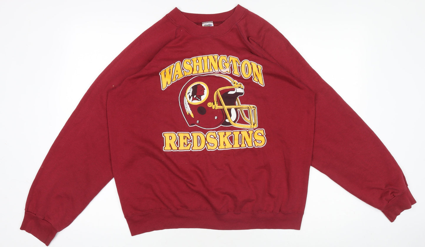 Vintage Trench Womens Red Pullover Sweatshirt Size L Washington Graphic
