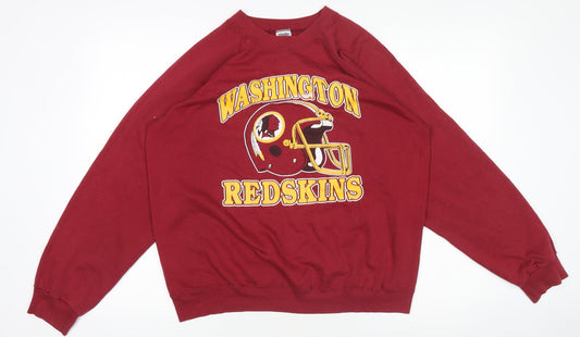 Vintage Trench Womens Red Pullover Sweatshirt Size L Washington Graphic