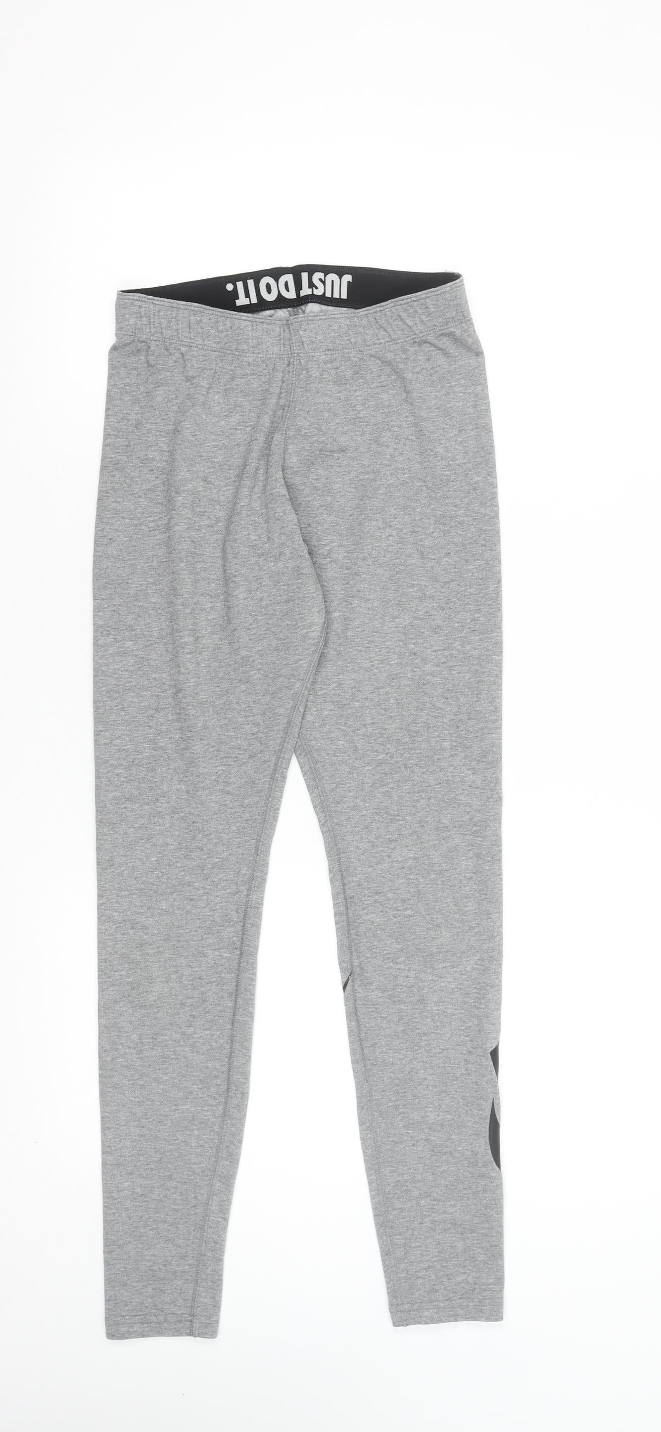 Nike Womens Grey Leggings Small Elastic Waist Slim Fit Activewear