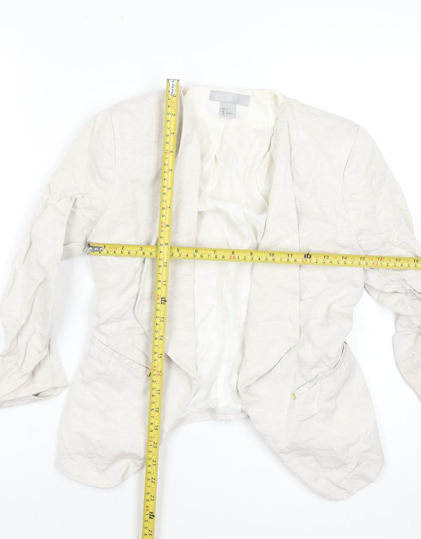 H&M Women’s Beige Linen Blend Blazer Jacket Size 8