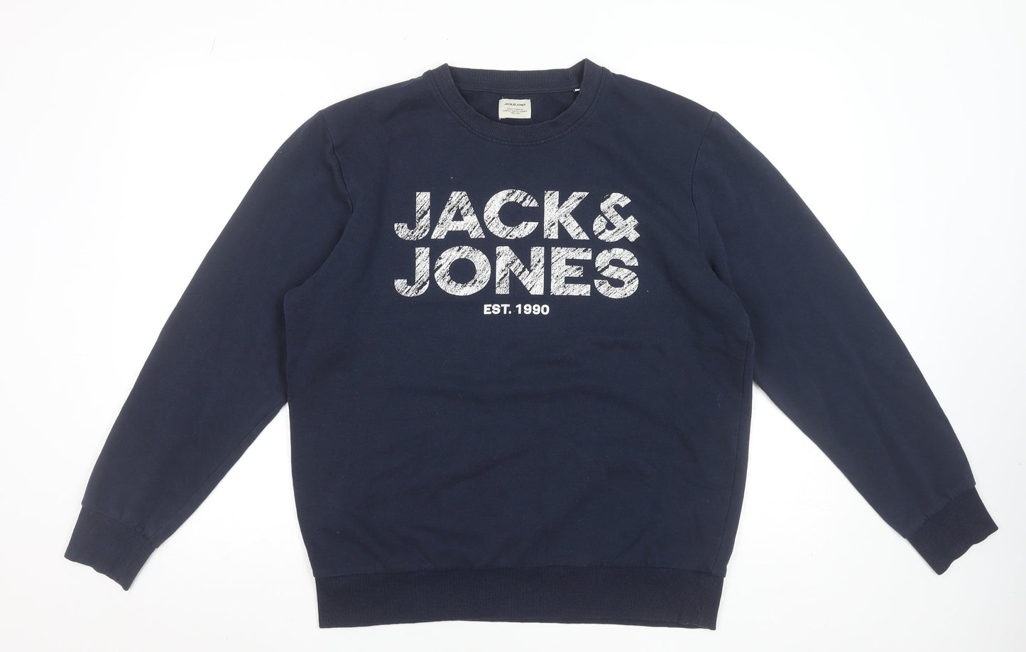 Jack & Jones Men's Blue Crew Neck Logo Sweatshirt Size M