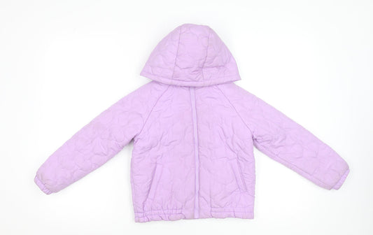 Dunnes Stores Girls Purple Quilted Hooded Jacket 7-8 Years