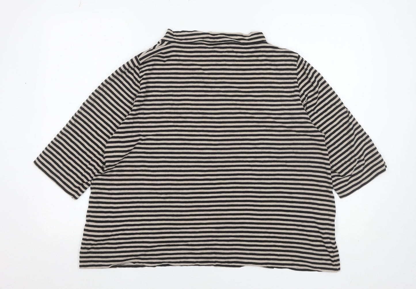 Carolyn Donnelly Women's Black Striped 3/4 Sleeve Cotton T-Shirt L