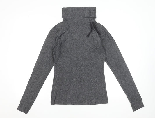C&C Sport Womens Grey XS Slim Fit Long Sleeve Roll Neck Activewear Top