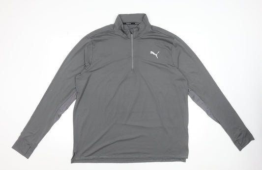 Puma Men's Grey XL Track Jacket 1/4 Zip Lightweight Running Top