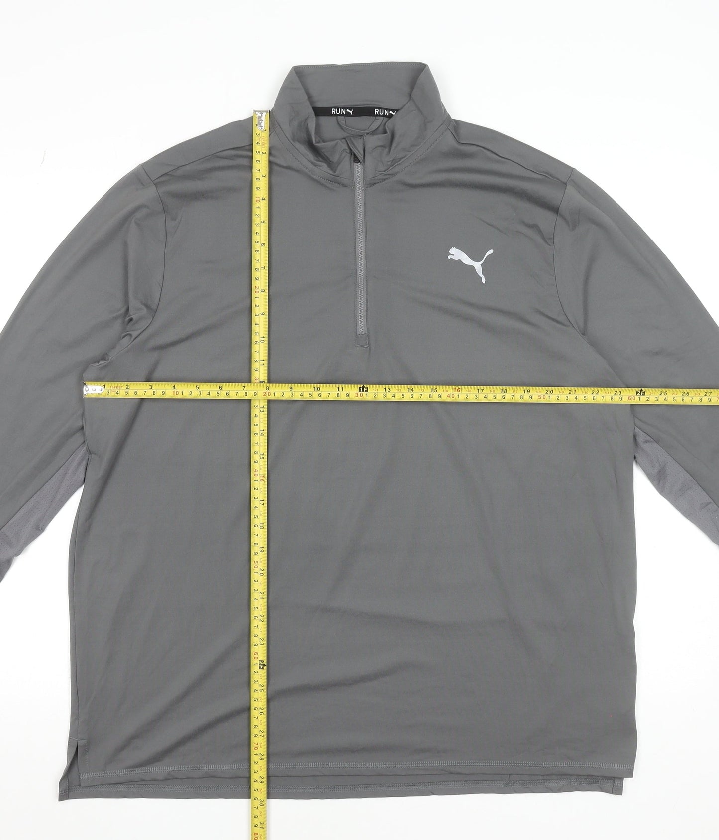 Puma Men's Grey XL Track Jacket 1/4 Zip Lightweight Running Top