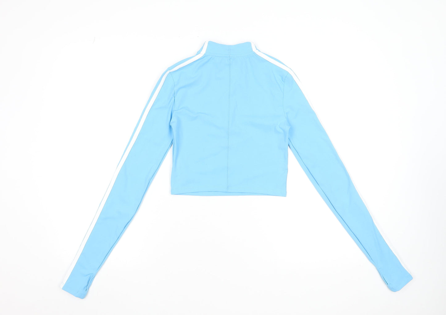 Jack Wills Women Blue Size 8 Cropped 1/4 Zip Long Sleeve Active Top