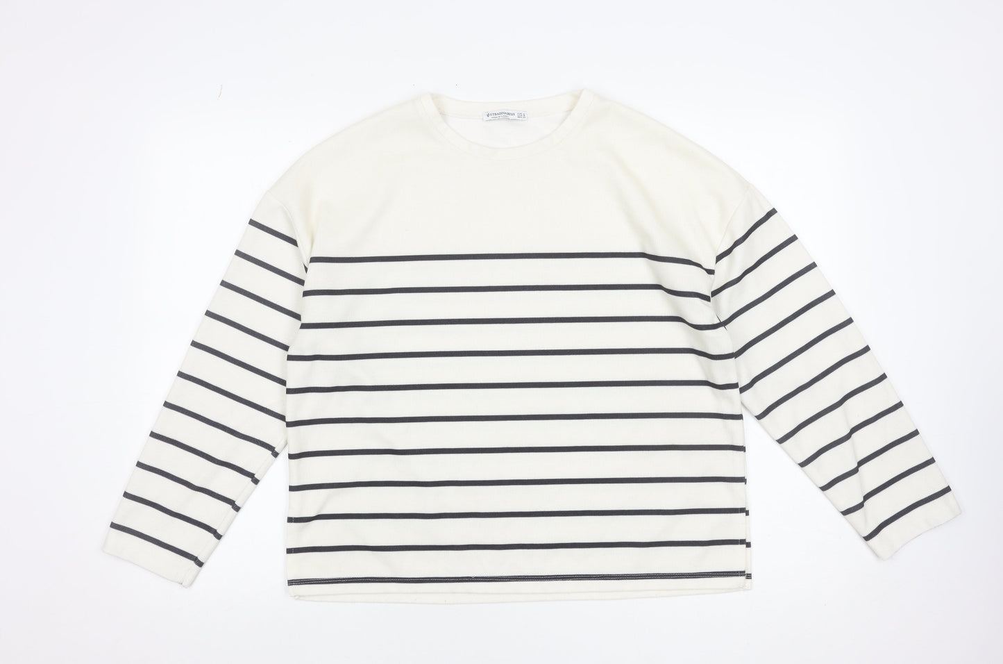 Stradivarius Women’s White Striped Long Sleeve Basic T-Shirt Size 12