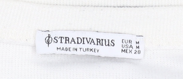Stradivarius Women’s White Striped Long Sleeve Basic T-Shirt Size 12