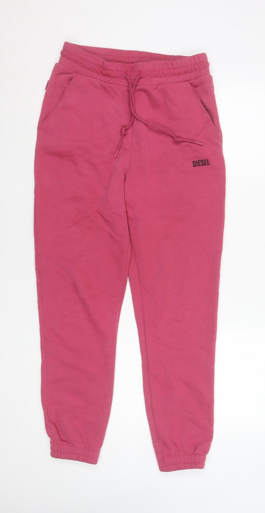 Diesel Womens Pink Cotton Fleece Jogger Sweatpants Size S