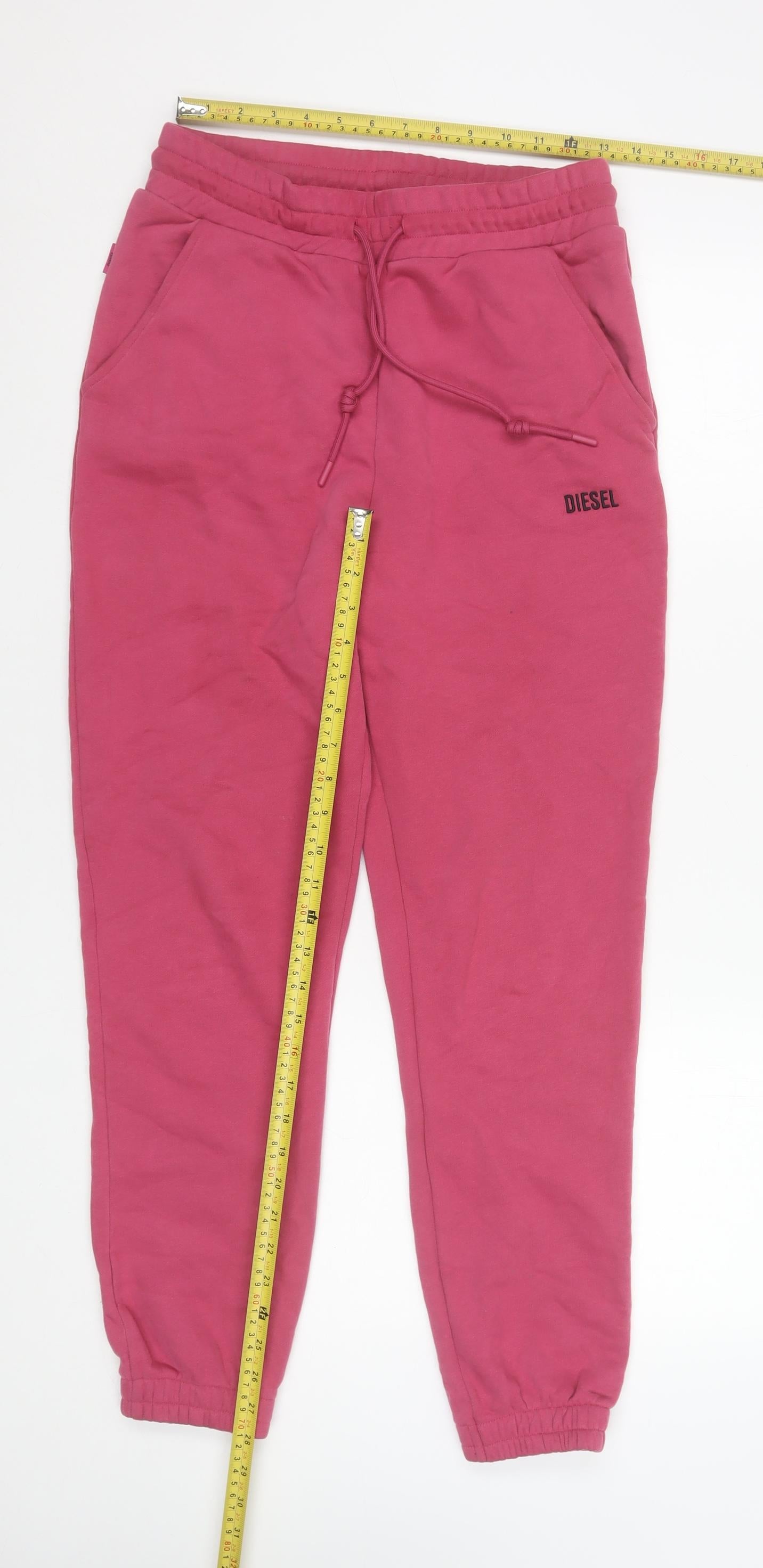 Diesel Womens Pink Cotton Fleece Jogger Sweatpants Size S