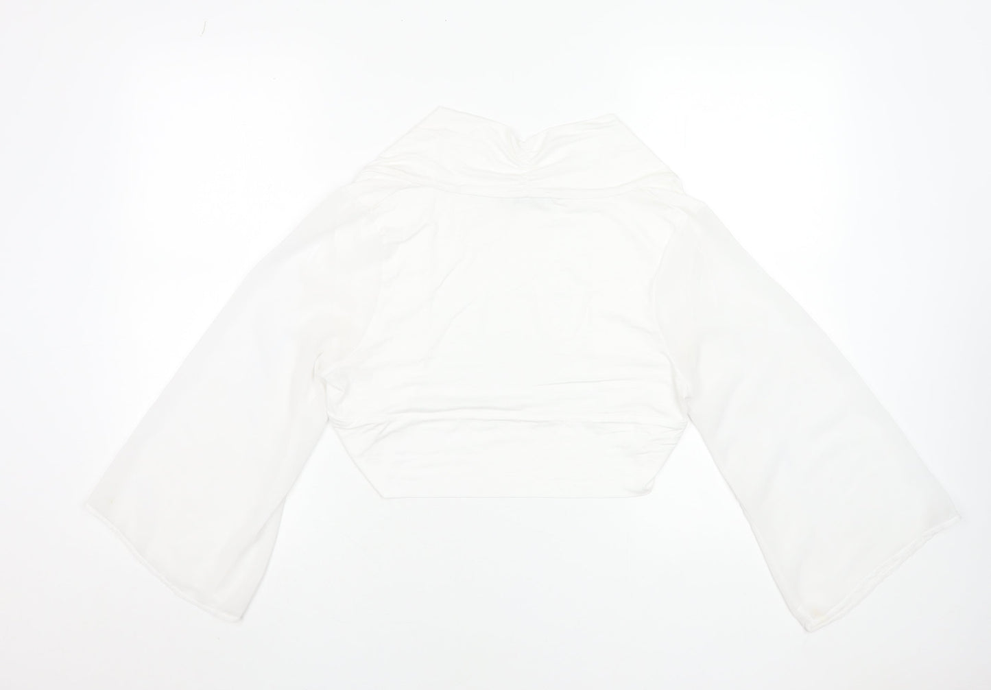 Gallery Women White Cropped Kimono Sleeve Blouse UK 14