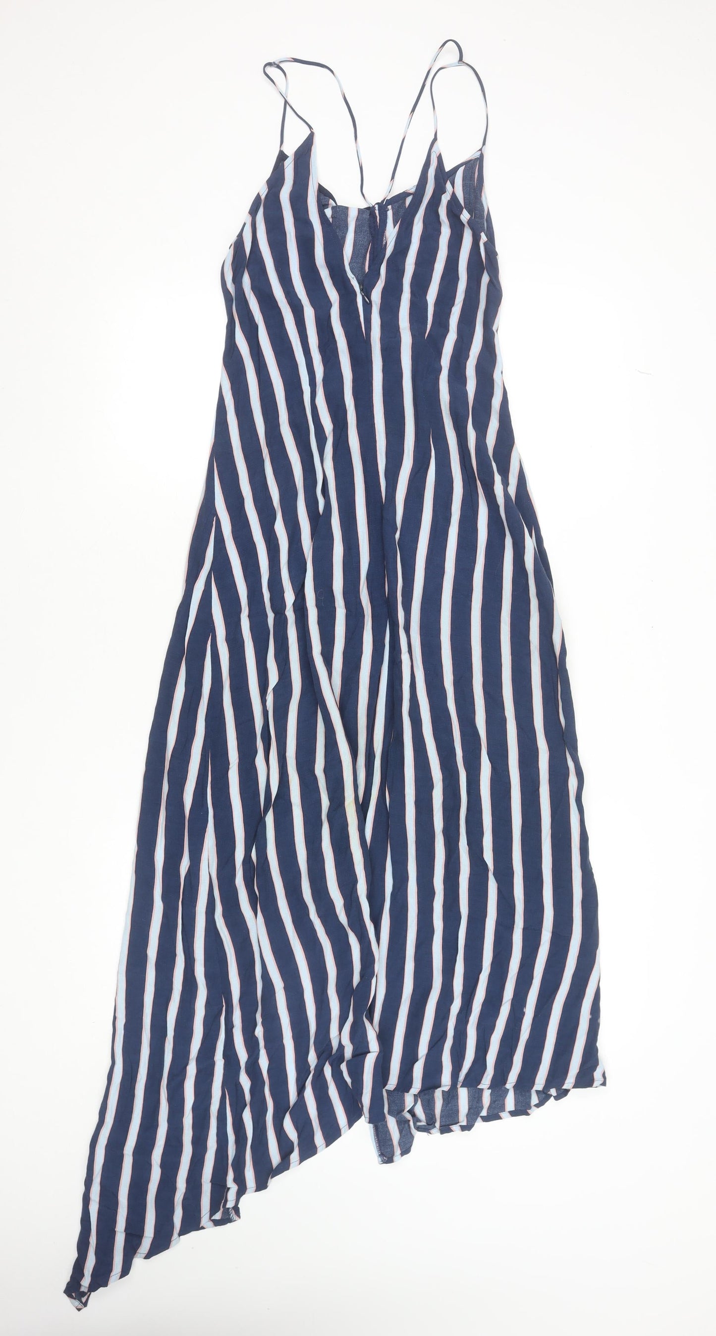 Topshop Women’s Blue Striped Long Slip Dress Size 8 Viscose Summer