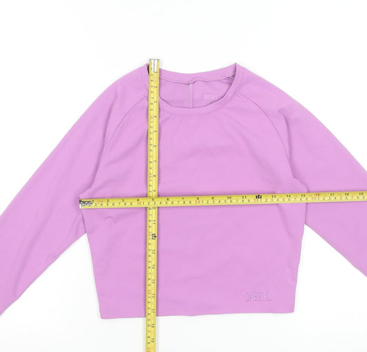 Diesel Women’s Purple Long Sleeve Cropped Active Top Small