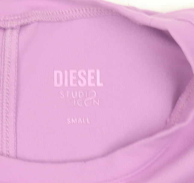 Diesel Women’s Purple Long Sleeve Cropped Active Top Small
