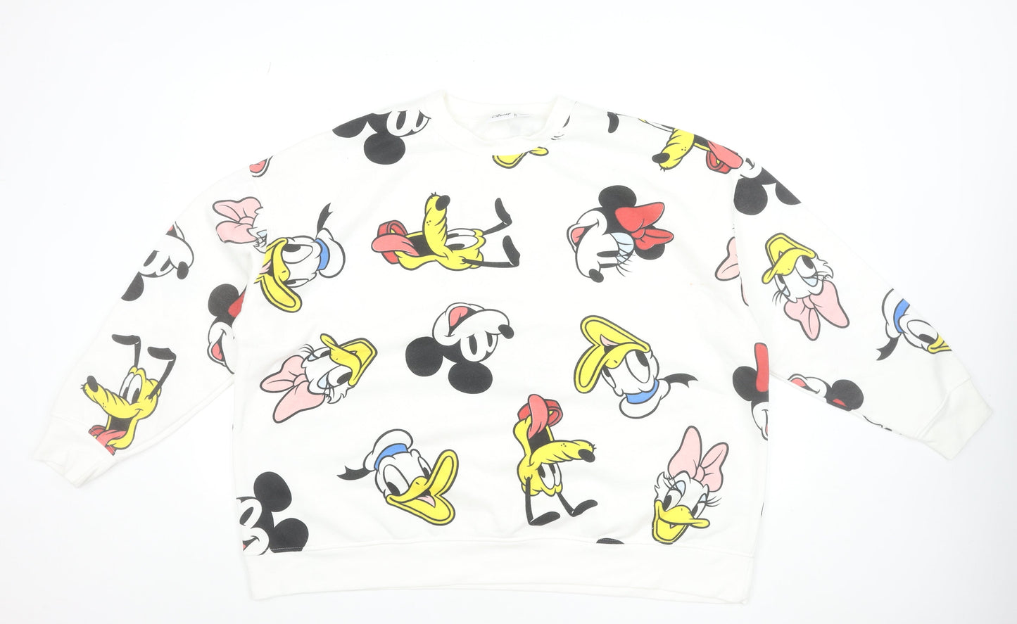 Disney Womens White Cartoon Print Pullover Sweatshirt 2XL