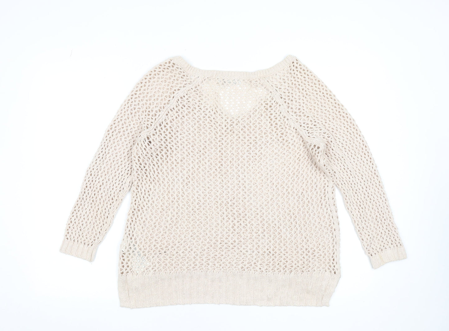 Womens UK M Relaxed Abercrombie & Fitch Beige Pullover Open-Knit