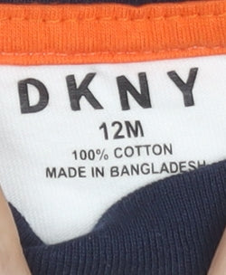 DKNY Unisex Baby White Cotton Logo T-Shirt 12 Months Short Sleeve