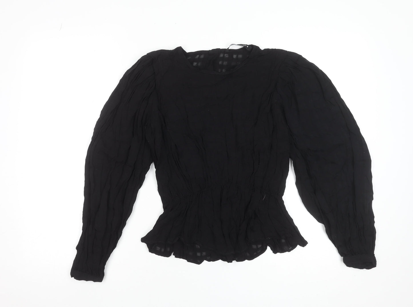 Zara Women Black Chiffon Long Sleeve Tunic Blouse Size S