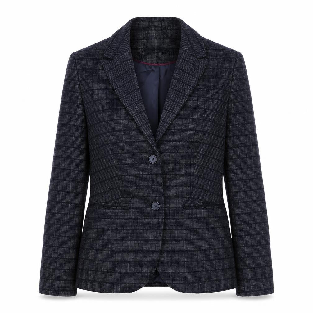Crew Clothing Womens Grey Check Wool Blend Blazer UK 8