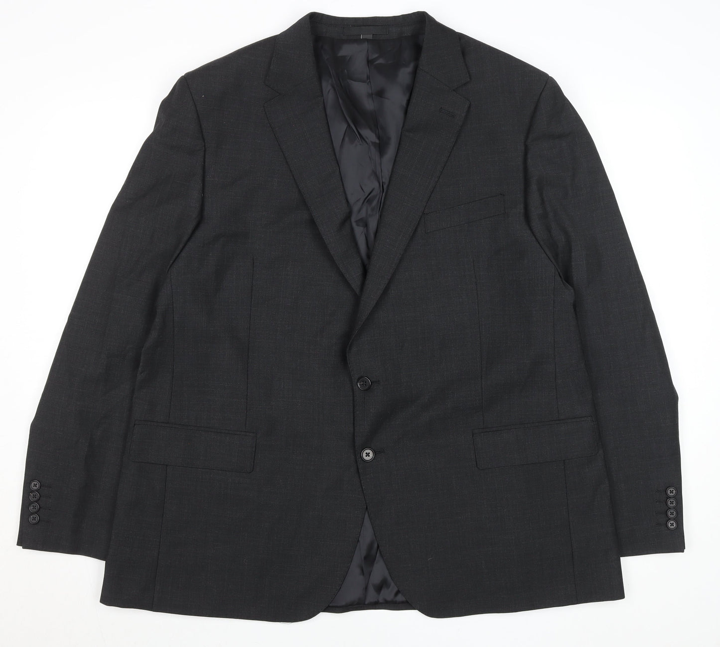 Men’s Grey Wool Blend Two Button Regular Fit Blazer 48R