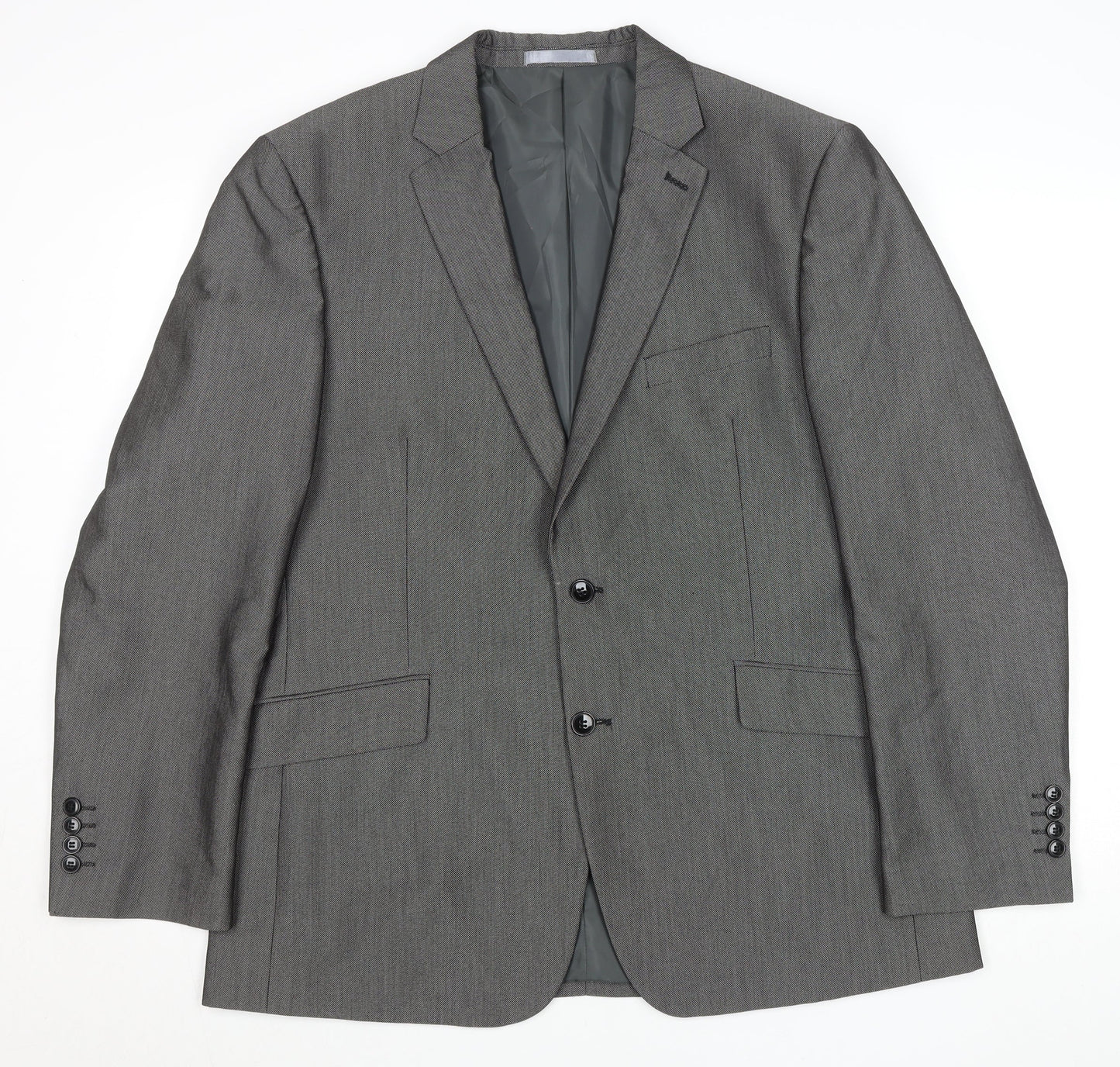 Burton London Men Grey 44R Classic Tailored Two-Button Blazer Jacket