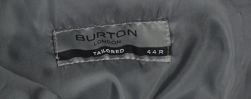 Burton London Men Grey 44R Classic Tailored Two-Button Blazer Jacket